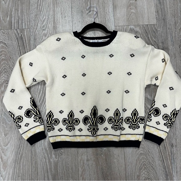 Vintage Cambridge Dry Goods cream fleur-de-lis sweater - Picture 1 of 8